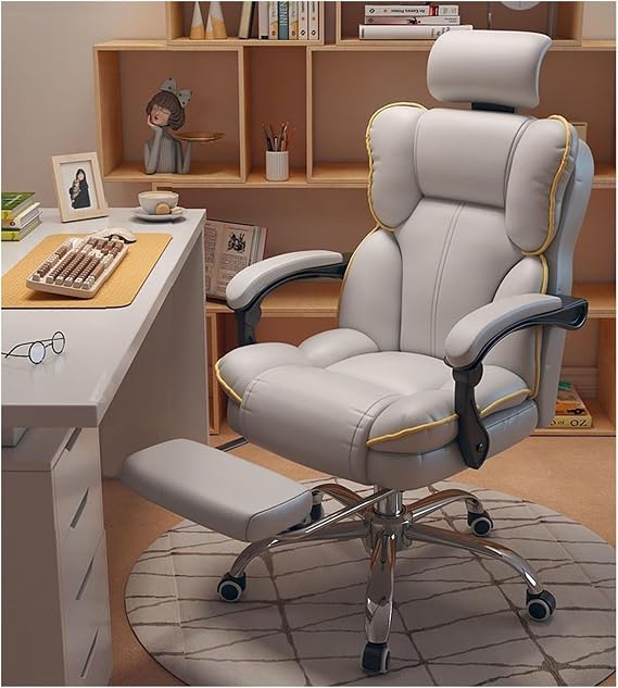 Ergonomic Office Chair Heated Executive Desk with 7 Point Swivel Task Footrest and Lumbar Pillow Ideal for Home Comfort (A+Gray Sponge Plus Latex)