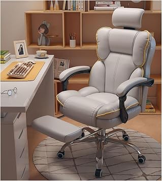 Ergonomic Office Chair Heated Executive Desk with 7 Point Swivel Task Footrest and Lumbar Pillow Ideal for Home Comfort (A+Gray Sponge Plus Latex)