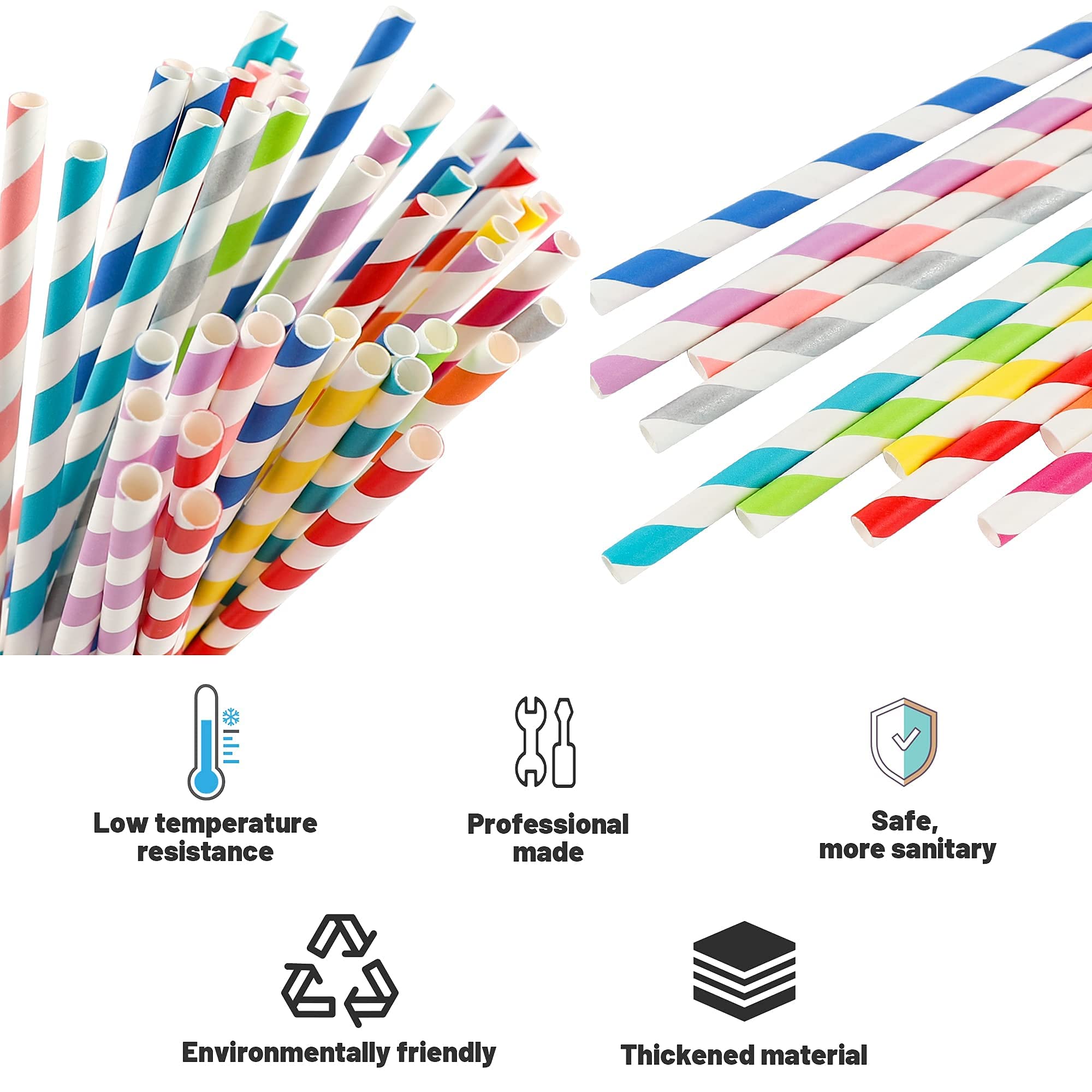 150 Cannucce Di Carta Biodegradabili | 6 Colorati Vivaci | Per Feste E Party Eco-Friendly