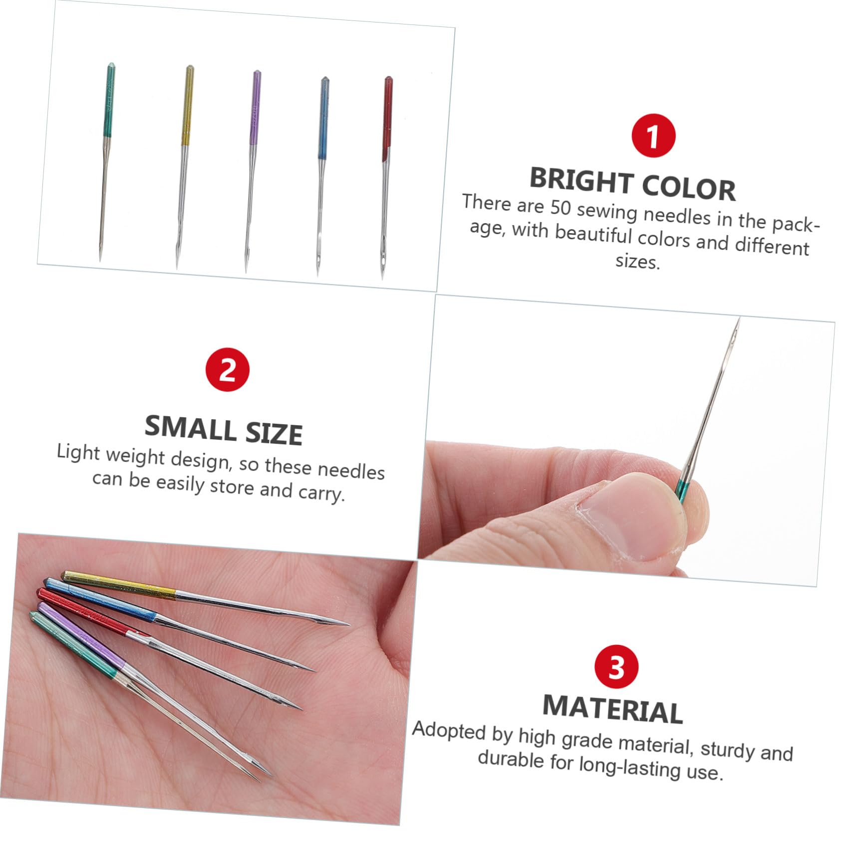 STOBAZA Anti-salto Ideales para Costura Doméstica Resistentes y Ligeras Versátiles 50 Agujas de Metal para Máquina de Coser para Tela Elástica en Jeans y Camisas