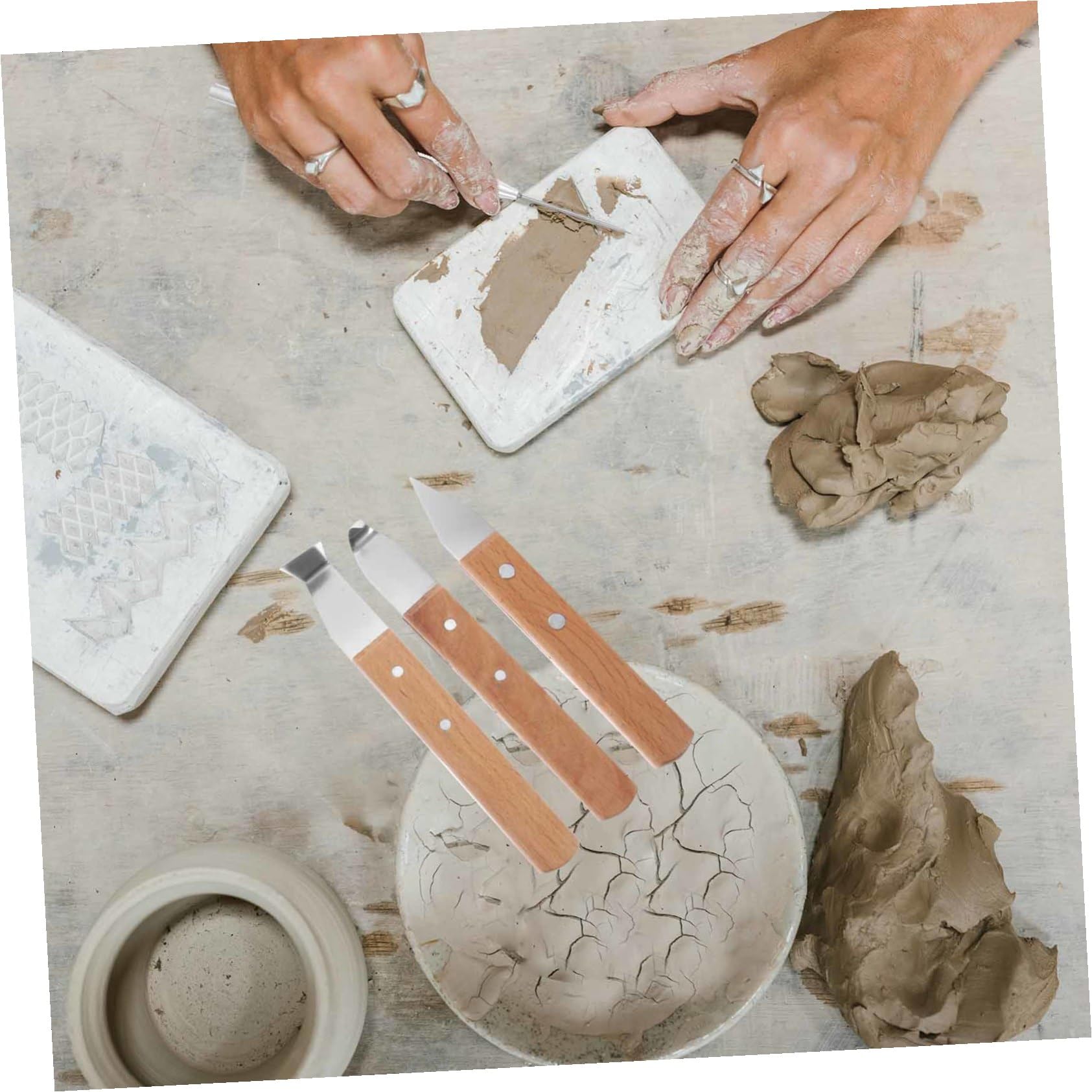 Gatuida Juego de Herramientas de Cerámica y Esculpir Arcilla, Acero Inoxidable Mango de Madera, 8 Piezas, para Artistas Manuales, Uso en Modelado y Escultura, Adecuado Color Aleatorio