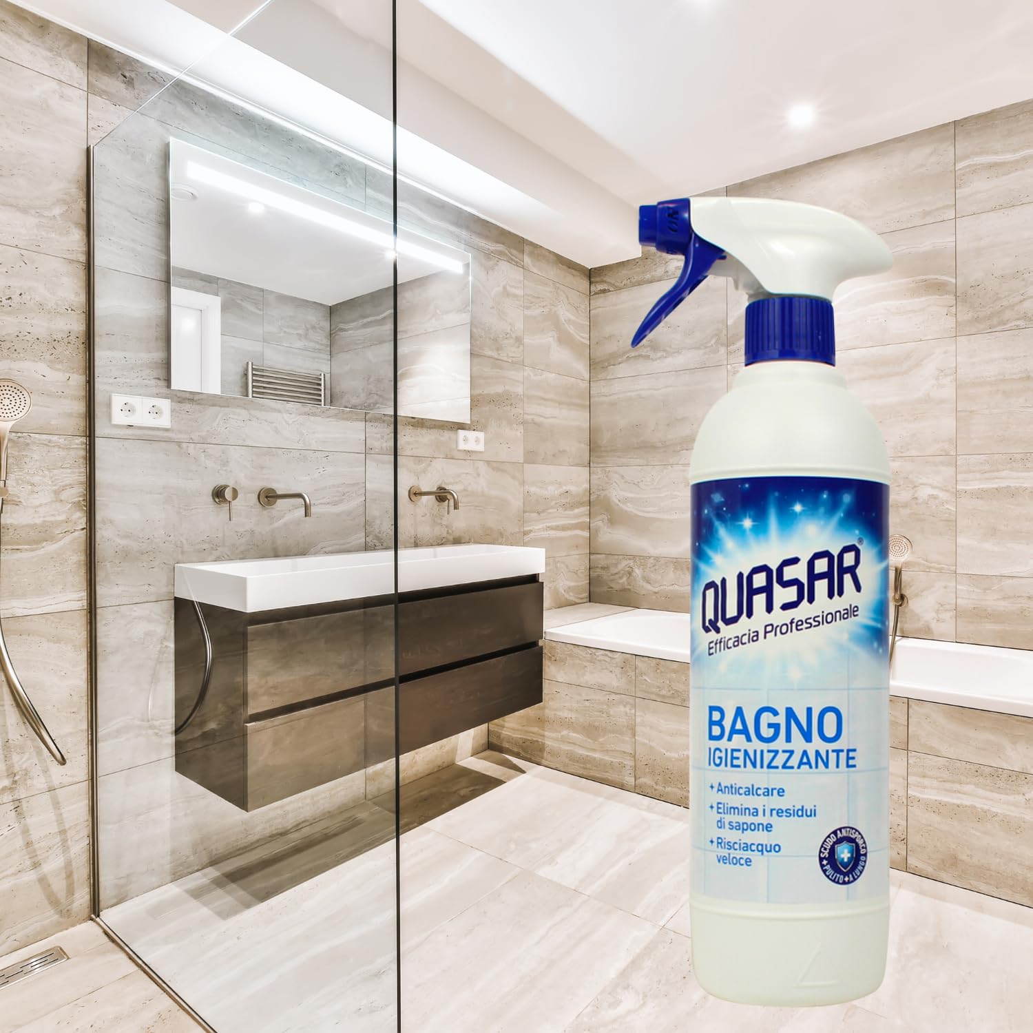 Detergente Bagno Igienizzante Anticalcare – 580 ml – Pulizia Profonda e Protezione dal Calcare – Variazioni 4/8/12 Pezzi (12)