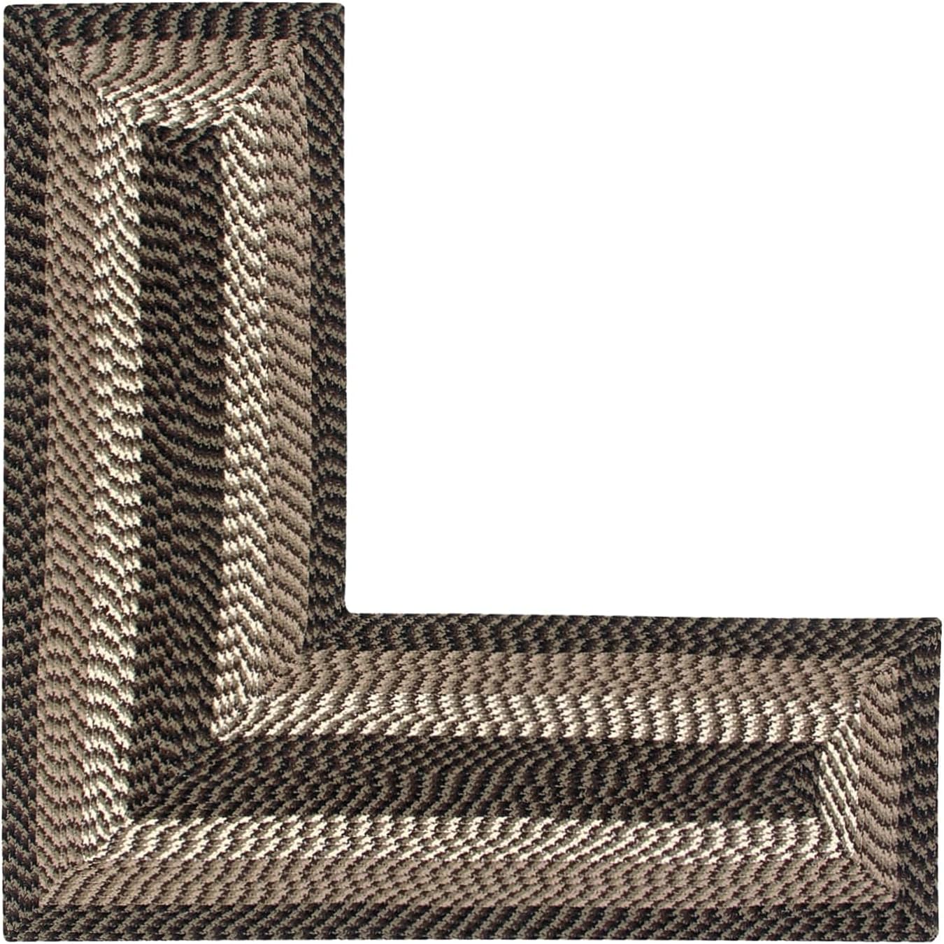 Better Trends L Shape Rug 24x48x48 L-Shape100% Polypropylene Durable & Stain Resistant Reversible Indoor Area Utility Rug (Hunter Stripe) Alpine Stripe Collection