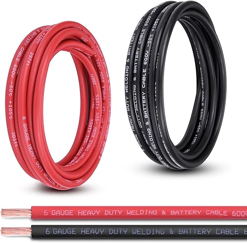 Miniatura 35 de Cable de Batería Calibre 2/0, 10 Pies Rojo + 10 Pies Negro 2/0 AWG Cable de Alambre de Soldadura de Cobre Puro, para Automotriz, Batería, Solar y 10
