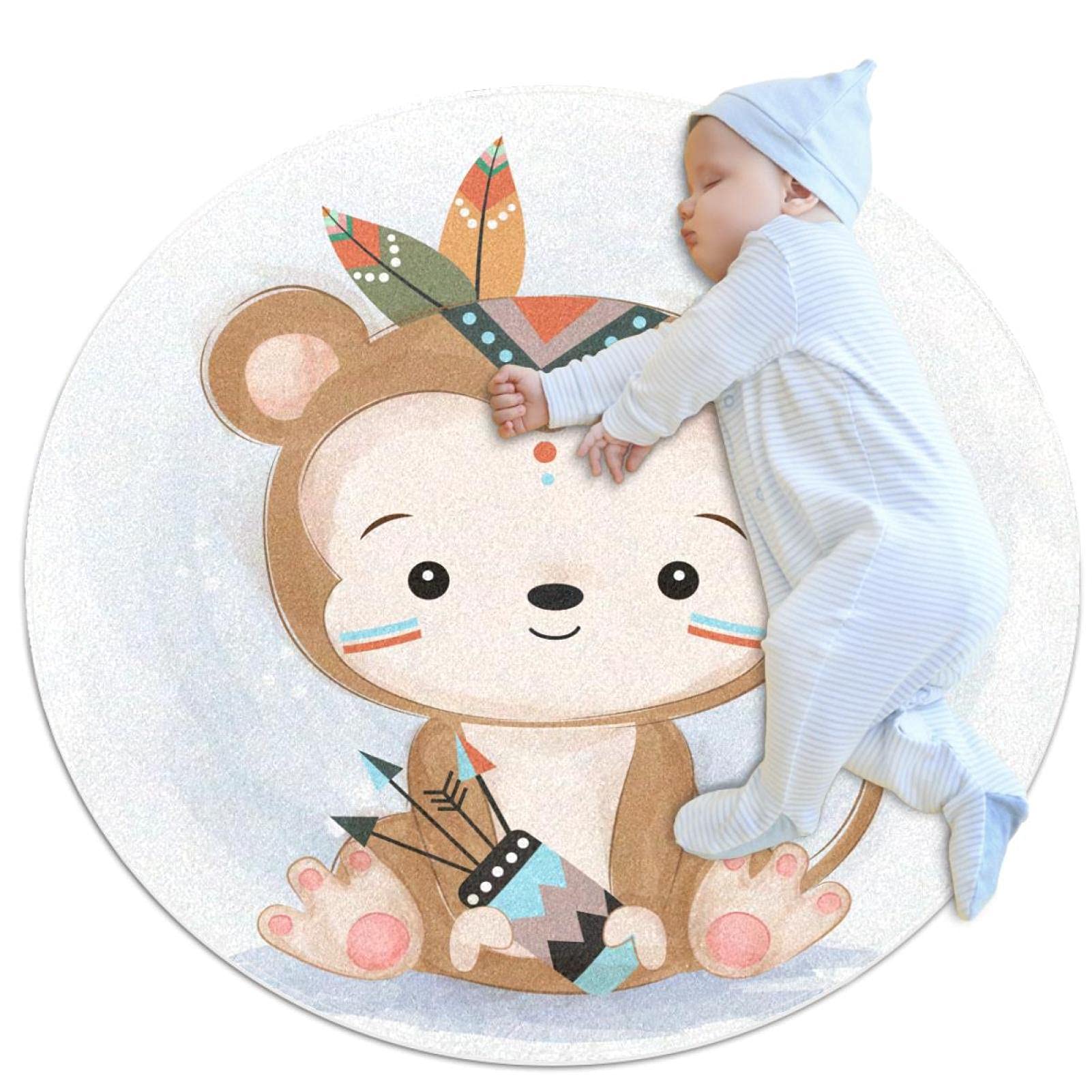 Tapis rond singe JDEZ 100x100cm pour chambre et salon
