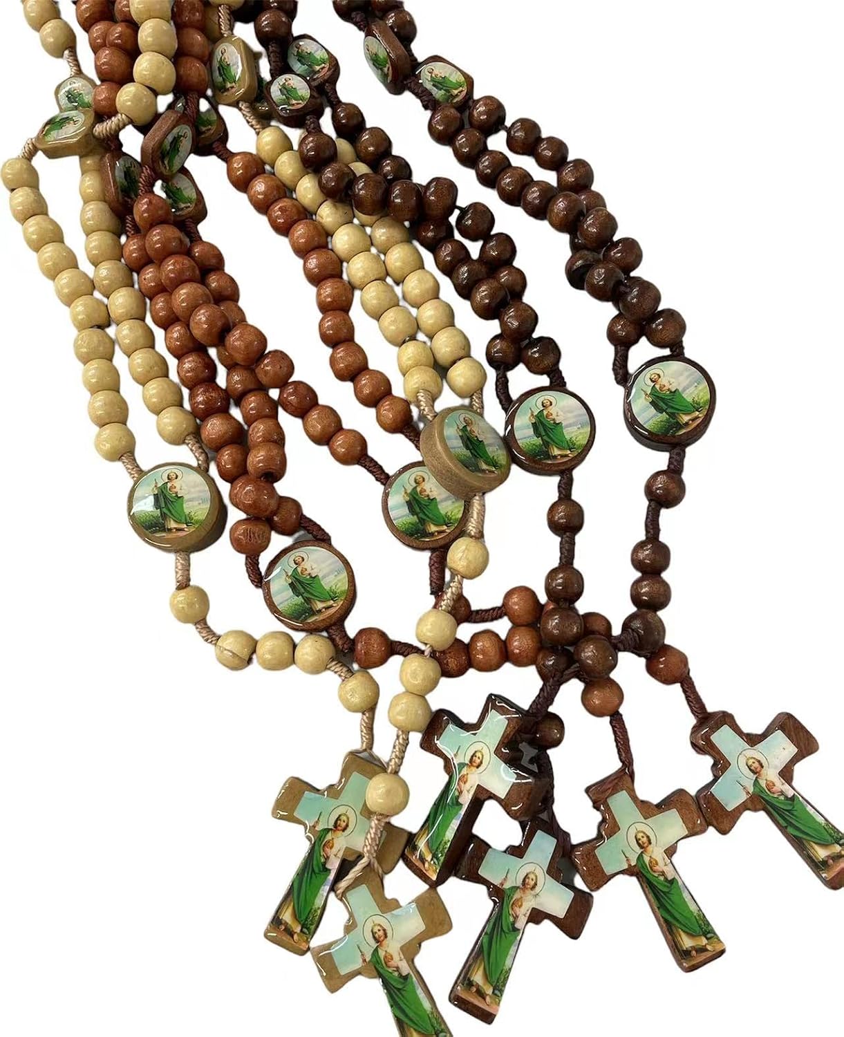 Bulk Lot Set of 12 Saint Jude/Jude The Apostle Pic in Center Rosaries/Religious Favor/Baptism Favor/Memorial/Rosary for Men Rosary with Gift Bags