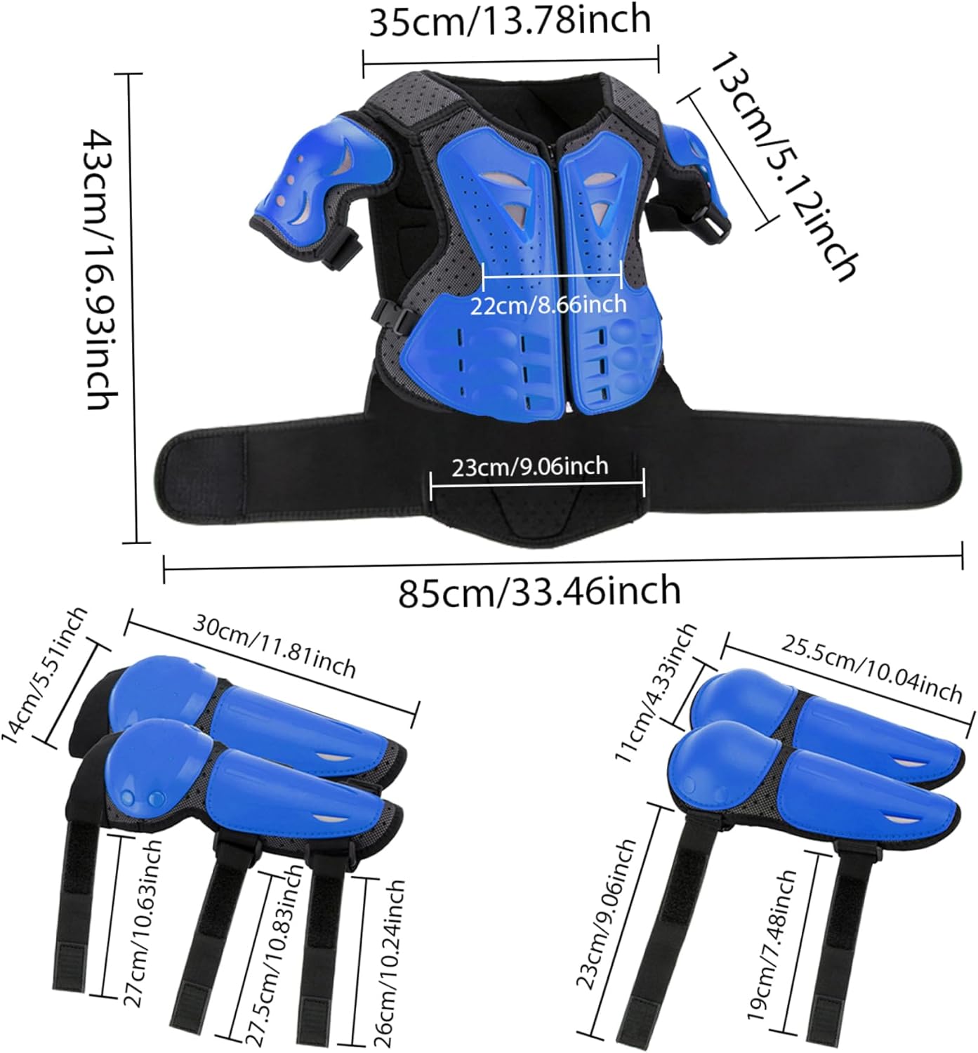 Body Armour, Kids Motorcycle Gear 1 Set Breathable Shockproof Adjustable Protective Gear Resistant Body Armour for Dirtbike Skateboard, Kids Motorbike Clothing