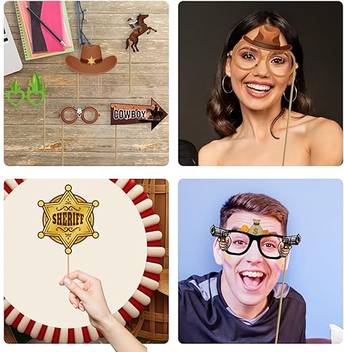 Miniatura 8 de 36 piezas de decoración de fiesta de campo, accesorios para cabina de fotos, accesorios de cabina de fotos del oeste para decoraciones de fiesta