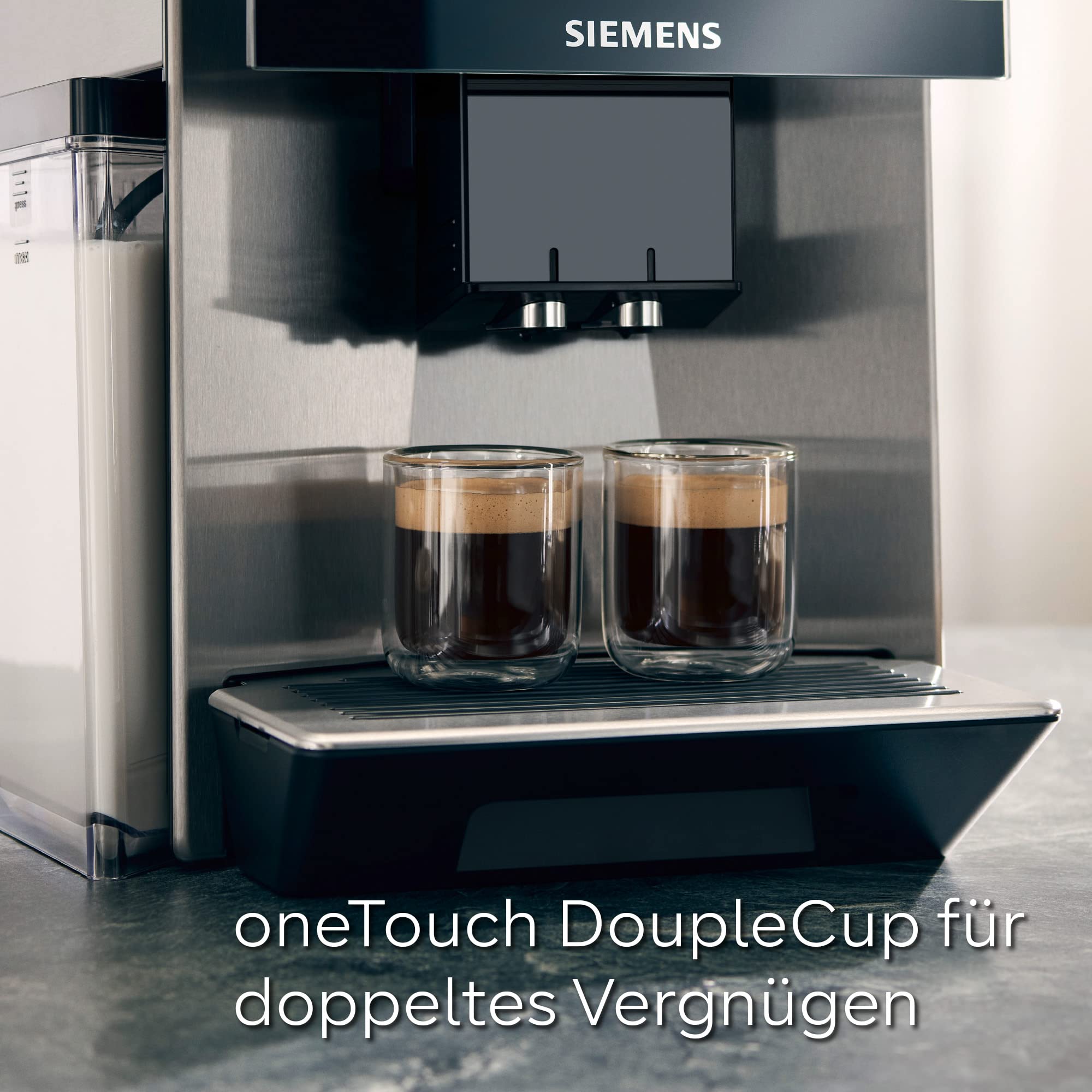 Siemens TQ903D03 W pełni automatyczny ekspres do kawy EQ.900, pojemnik na ziarna, HomeConnect, wyświetlacz Full Touch o wysokiej rozdzielczości 6,8", ciche przygotowywanie, stal nierdzewna