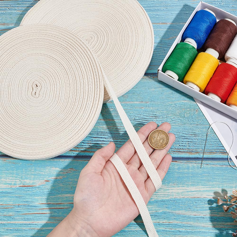 Nastro In Cotone NBEADS Per Cucito E Fai Da Te – 50 Metri, Larghezza 10 Mm, Colore Avorio Con Cuciture Nere