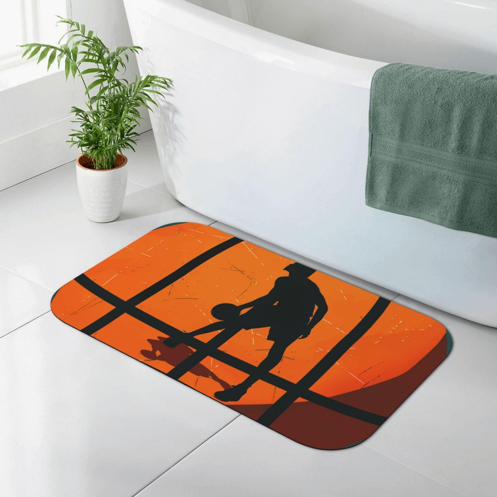Tapis de bain absorbant à diatomées et anti-glisse motif basket 80x50 cm