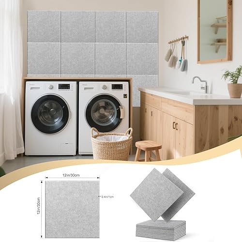Miniatura 2 de Paquete de 12 paneles acústicos autoadhesivos de pared de 12 x 12 x 0.4 pulgadas, paneles acústicos de sonido de alta densidad, paneles de pared
