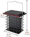 iBorn Double Suet Feeder- Metal Roof Bird Feeder with Taller Grid for Woodpeckers, Suet Cake Cage Bird Feeder for Outdoors Hanging,Easy-Clean & Refill,Metal Black(Pack of 1)