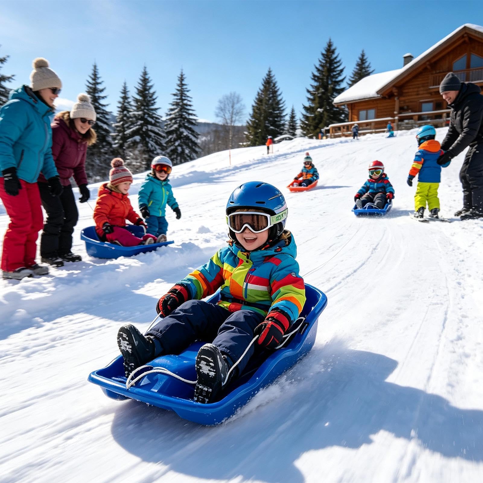 Slittino da neve per tavola scorrevole con impugnatura ergonomica Attrezzature invernali | Tavola da slittino per donna uomo amico ragazzo ragazza all'aperto fiume e laghi congelati sci giochi di sabbia natale