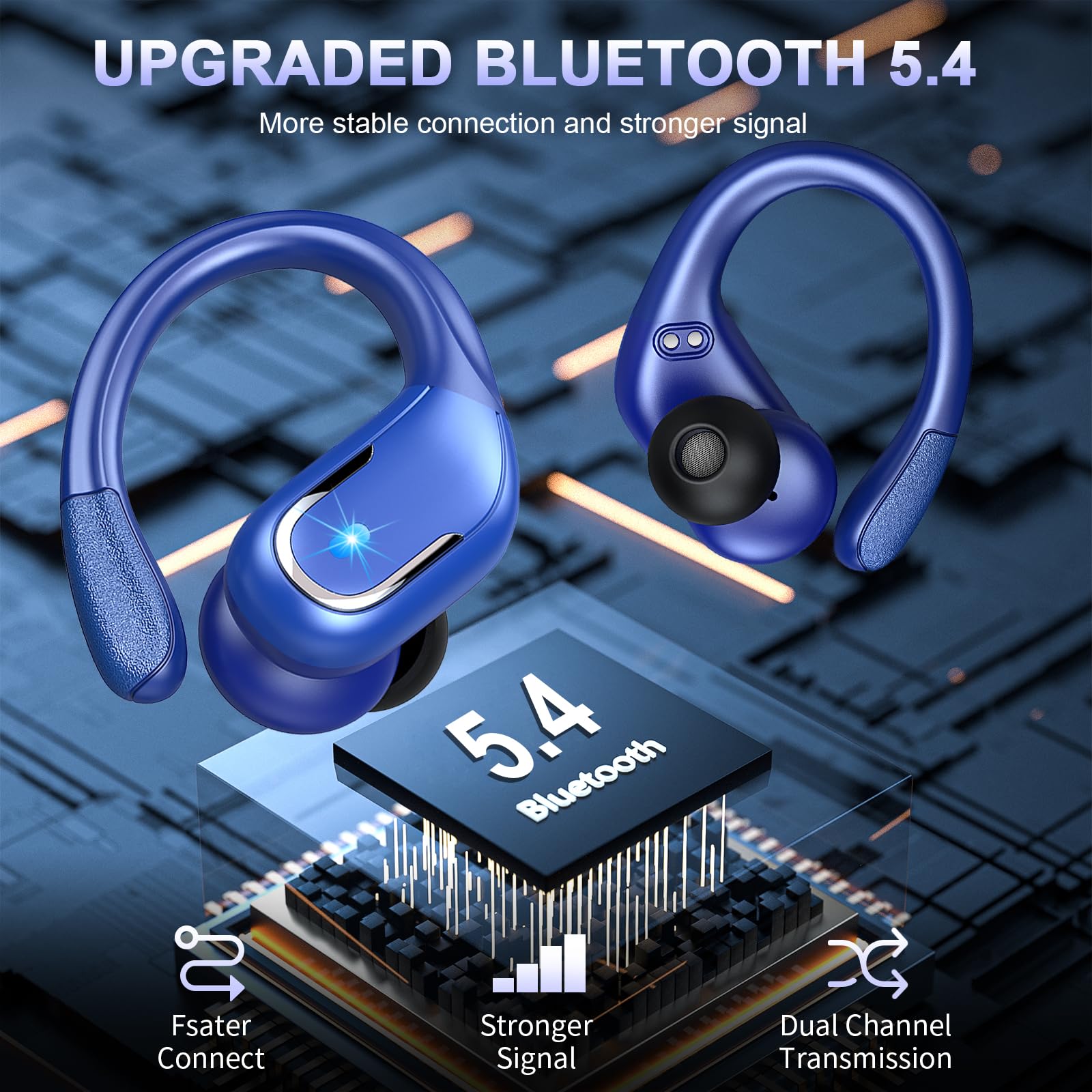 Rulefiss Auricolari in-ear con Bluetooth 5.3, batteria durevole, design impermeabile, YM-DEXZ-X17