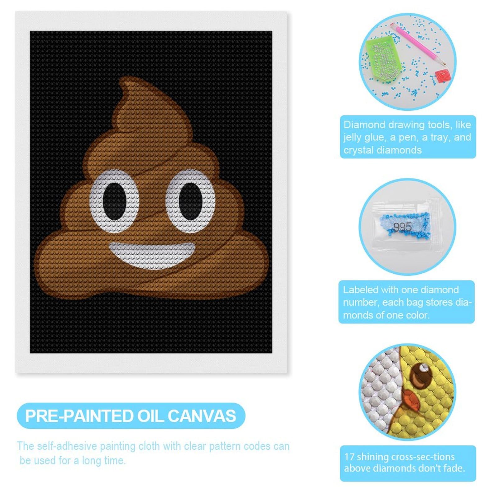 Amazon.co.jp: ダイヤモンドアート 顔文字 面白い うんこ うんち ばば