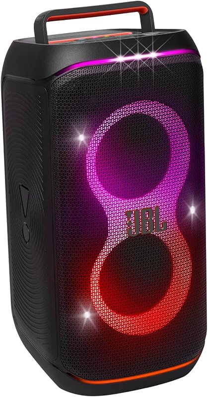 JBL PartyBox Club 120 - parlante portátil para fiestas con asa plegable, potente sonido JBL Pro, espectáculo de luces futurista, hasta 12 horas de reproducción, a prueba de salpicaduras, entradas duales para micrófono y guitarra (negro)