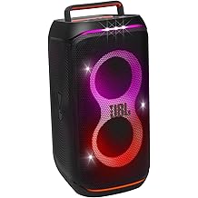 JBL PartyBox Club 120 - Portable Party Speaker with Foldable Handle, Powerful JBL Pro Sound, Futuristic lightshow, Up to 12 Hours of Play time, Splash Proof, Dual Mic &amp; Guitar Inputs (Black)