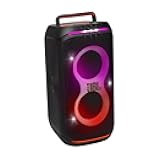 PartyBox Club 120 - Portable Party Speaker with Foldable Handle, Powerful JBL Pro Sound, Futuristic lightshow, Up to 12 Hours of Play time, Splash Proof, Dual Mic & Guitar Inputs (Black)