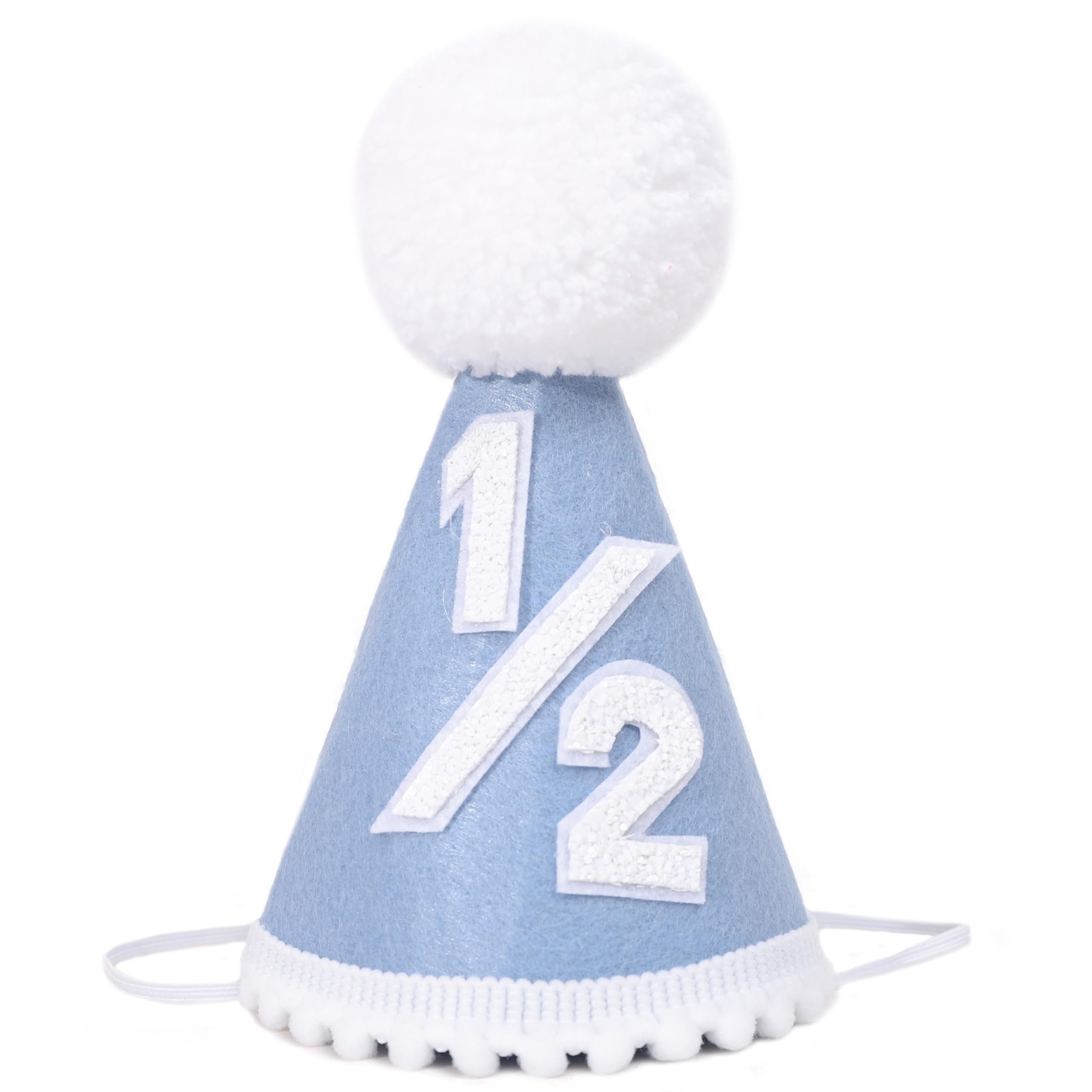 YOUAME Boys Blue Half Birthday Hat - Boys 1/2 Birthday Party Decorations,1/2 Birthday Cake Smash Party Hat Outfit,Blue Party Crown For Six Months Baby,Half Way To One Cone Hat Photo Props