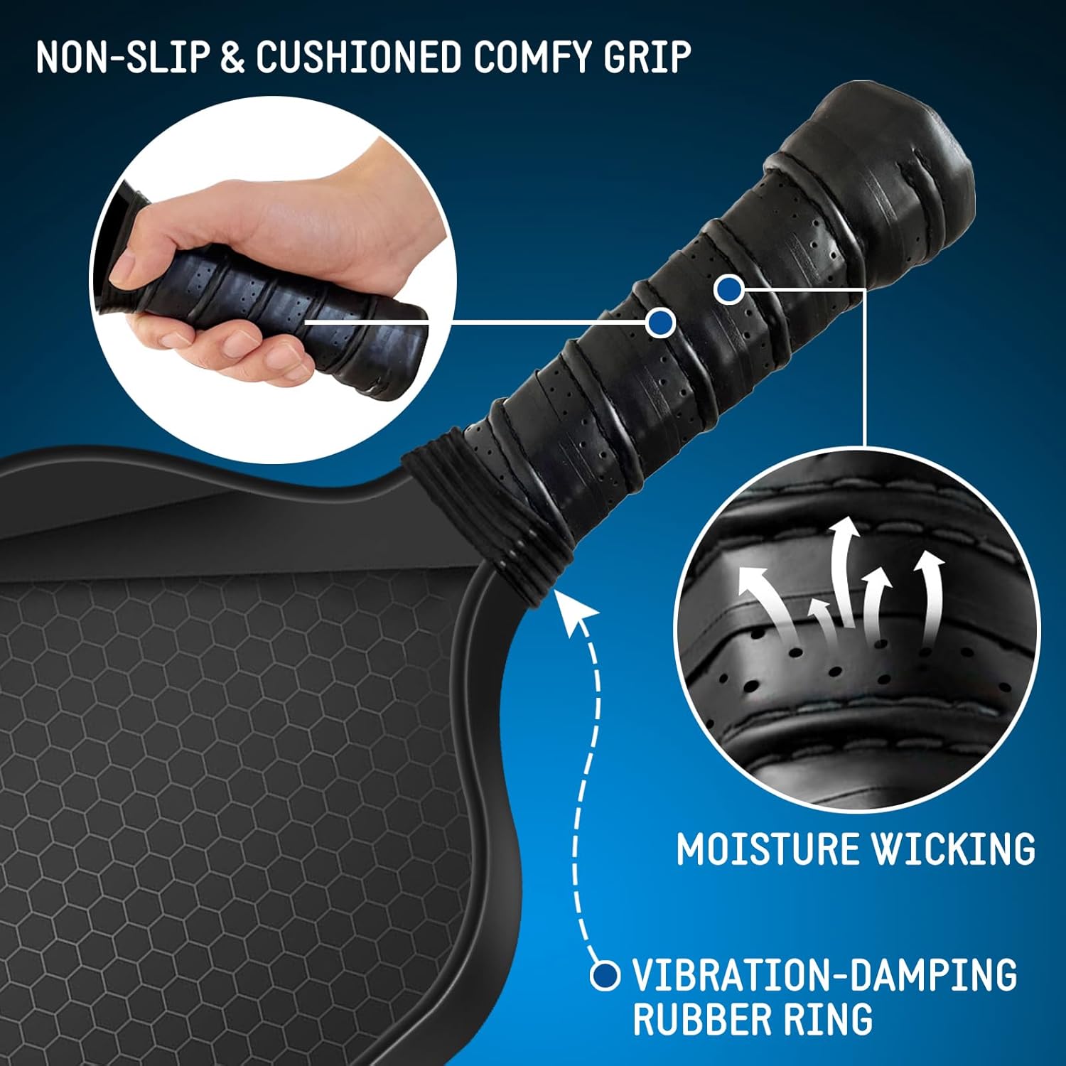 Pickleball Paddles, Fiberglass Pickle Ball Paddle Set, 16mm Lightweight Pickleball Paddles for Men Women Kids Indoor & Outdoor
