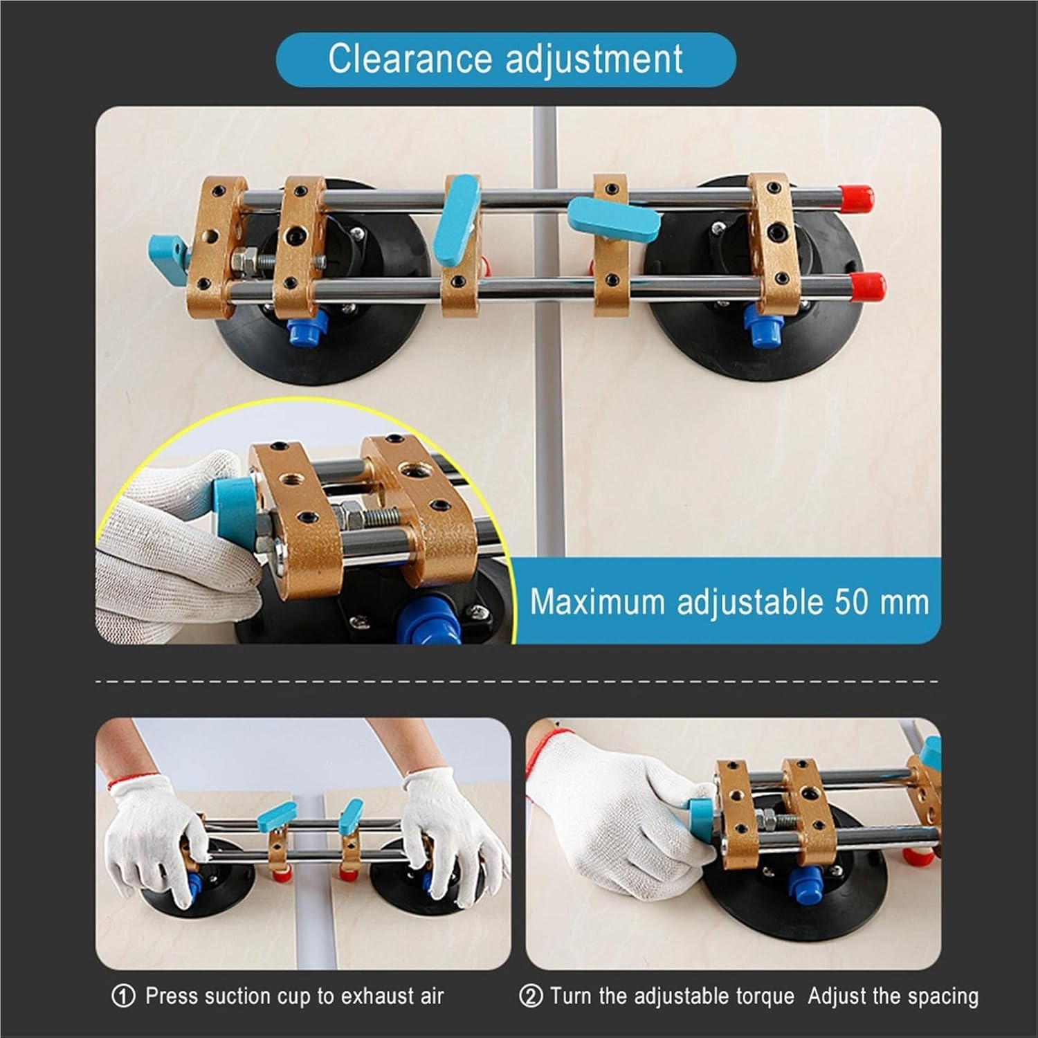 真空吸盤 6インチの石の継ぎ目セッター手動ゴムレベリングセッター花崗岩の石板の継ぎ目接合用 花崗岩用