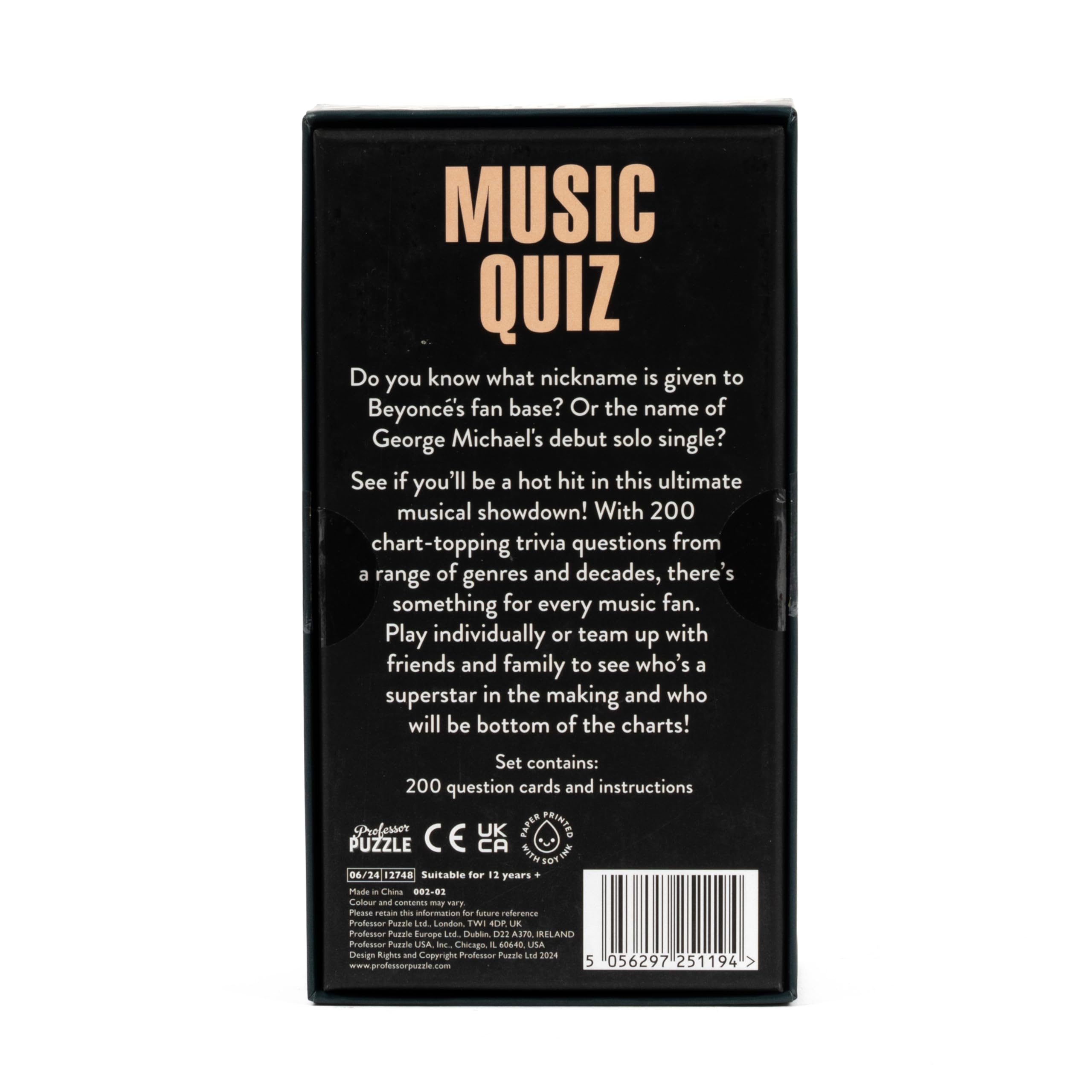 Professor PUZZLE Jeu de quiz musical | 200 cartes de questions | Trivia de différents genres et décennies | Idéal pour les soirées de jeux en famille | Cadeau parfait pour Noël