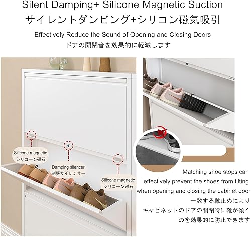 Miniatura 4 de Armario de almacenamiento de zapatos para entrada delgado, armario estrecho para zapatos, almacenamiento oculto de zapatos con puertas, zapatero