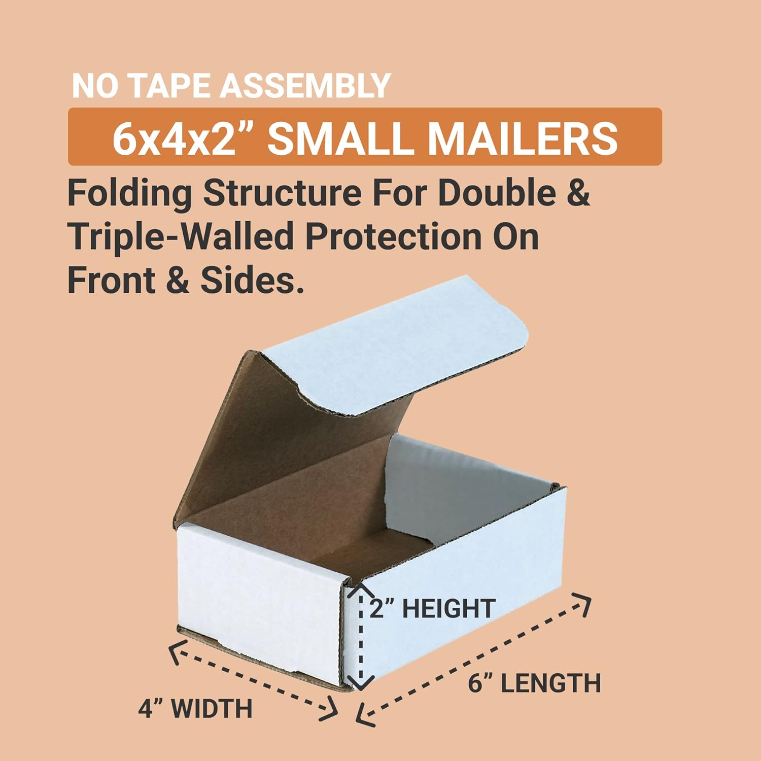 BOX USA Shipping Boxes Small 6"L x 4"W x 2"H 50-Pack - Corrugated Cardboard Box for Moving, Mailing, Packing, Packaging and Storage