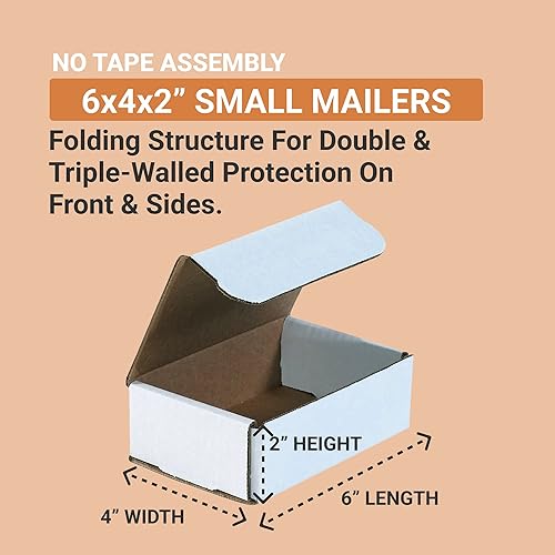 Vista 6 de Aviditi M642K Cajas de cartón corrugado para envíos, 6 x 4 x 2 pulgadas; Kraft (50 Unidades)