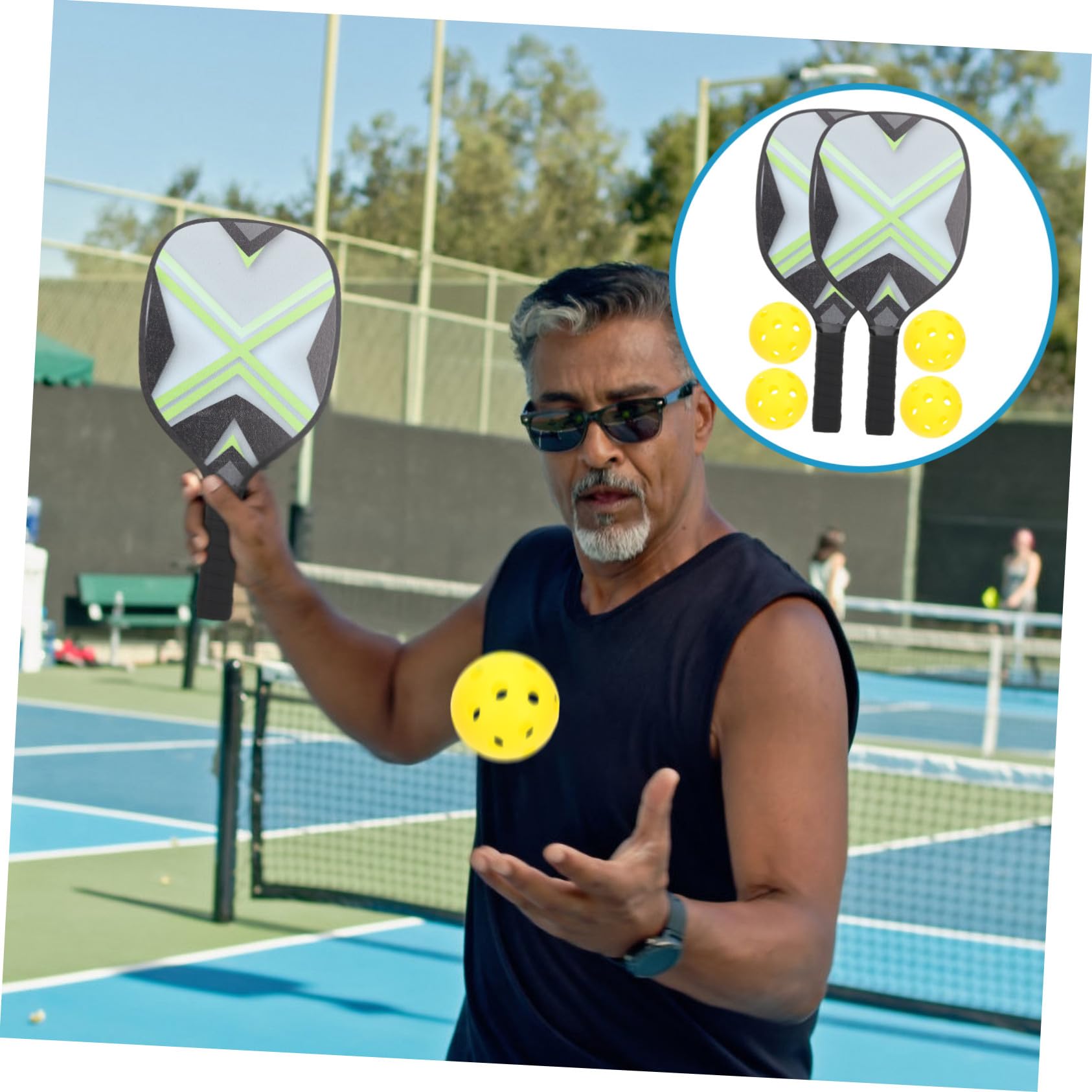 Gatuida Set Racchette da Pickleball Leggere per Allenamento Palline Resistenti, Kit Sportivo Portatile per Ragazzo Ragazza e Adulti, Gioco All'aperto e Domestico per Coordinazione