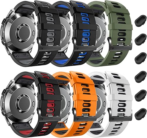 Miniatura 44 de ZPJPPLX Correas de reloj de 1.024 in de fácil ajuste para tactix 8, Fenix 8, 2.008 in, 7X Pro 6X 5X, correas deportivas de silicona suave 3 Pack 1
