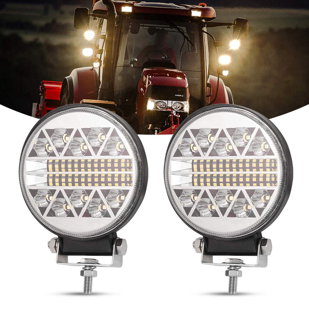 BUNKER INDUST 4 Inch LED Light Pods,2 Pcs Round Tractor Work Light Spot Flood Driving Small Light Bar Waterproof for Truck Equipment Vehicle Pickup UTV ATV Golf Cart