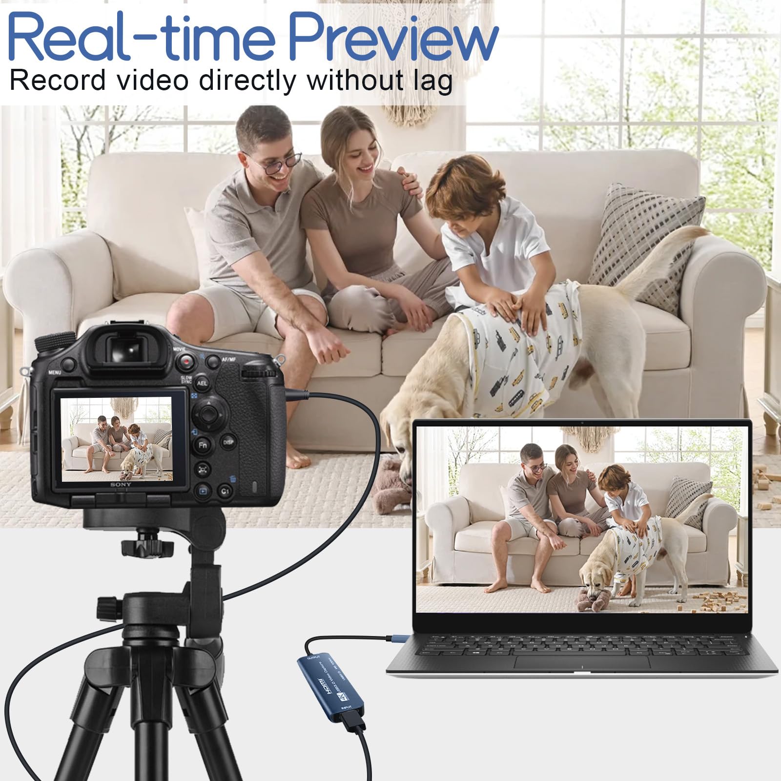 Dispositivo de captura de video con tarjeta de captura HDMI con conector dual USB/tipo C/PD de 100 W de carga/puerto OTG USB 3.0, adaptador de grabación de transmisión HDMI para Quest 3, Switch, PS5/4