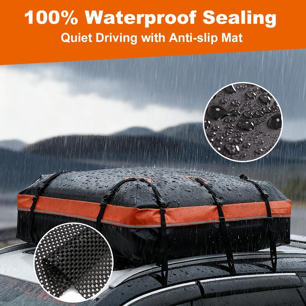 Bolsa de Techo Coche, para Fiat Panda Cross 2014-2024 Cofre Universal Plegable e Impermeable, para Coches con/sin Portaequipajes, Transporte Equipaje