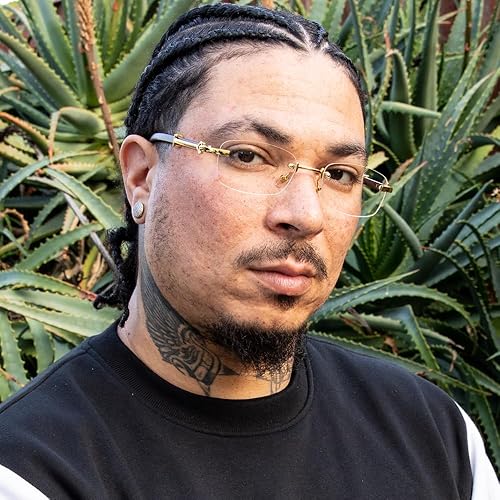 Miniatura 2 de Gafas de sol vintage cuadradas pequeñas retro sin montura transparente con montura dorada, gafas de sol de hip hop, rectangulares, para hombres y