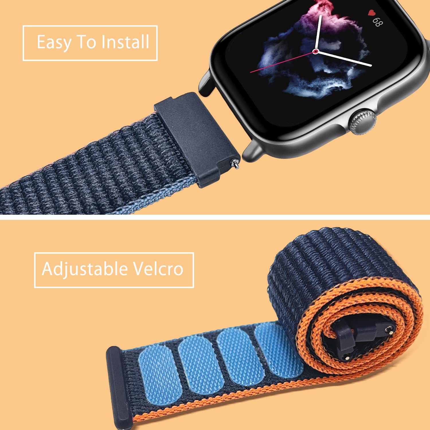 Lot De 3 Bracelets En Nylon Élastique 20mm Pour Montres Connectées (Garmin, Samsung, Amazfit, Coros...) - 12