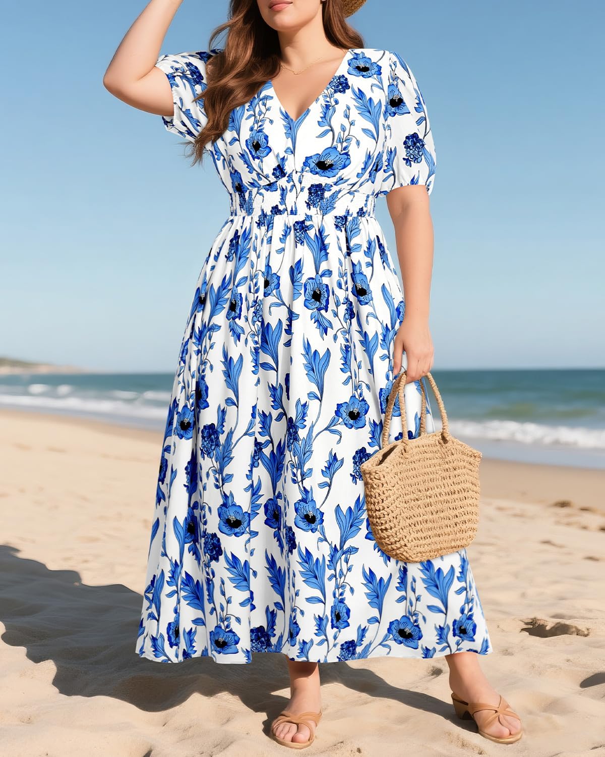 Women Plus Size Summer Dress - Easter Spring Floral Wedding Guest Maxi Long Dress - Image 3