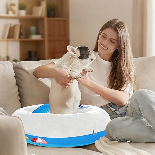 Miniatura 6 de KLL Minimalist Sea Blue Warm & Cozy Pet Cat Bed fluffier Dog Pillow Bed for Small Size Pets Supplies Camas para mascotas Grandes