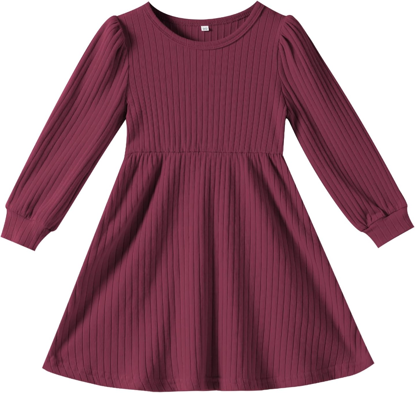 Toddler Girl Long Sleeve Dress Baby Ribbed Knit Sweater Dresses A Line Fall Winter Kids Clothes Casual