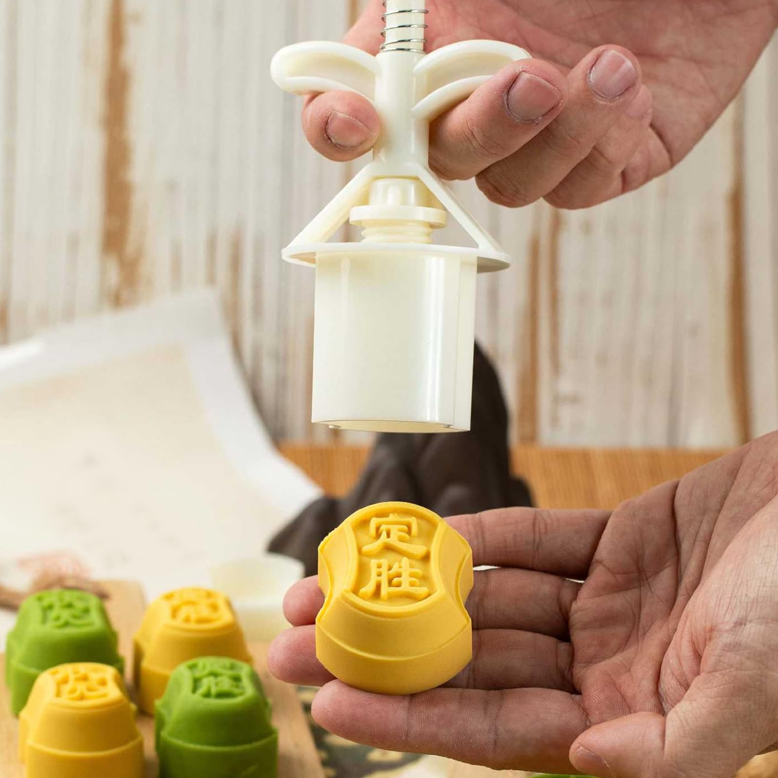 Pinexi Innovative Cookie Cup Cakes Molds Functional Green Bean Treat Making Embosser Snacks Press For Cooking Enthusiasts