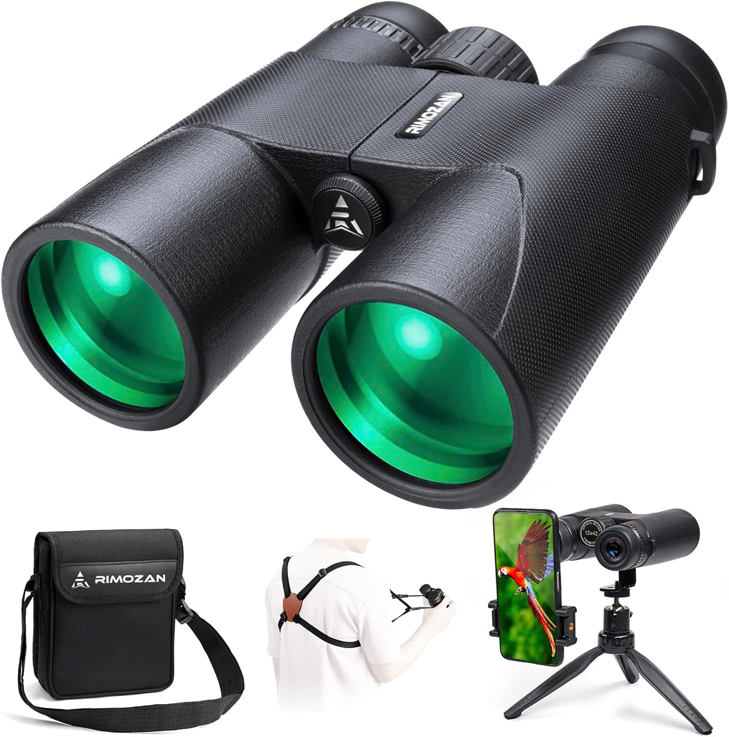 12x42 HD Binoculars for Adults with Binocular Harness Strap and