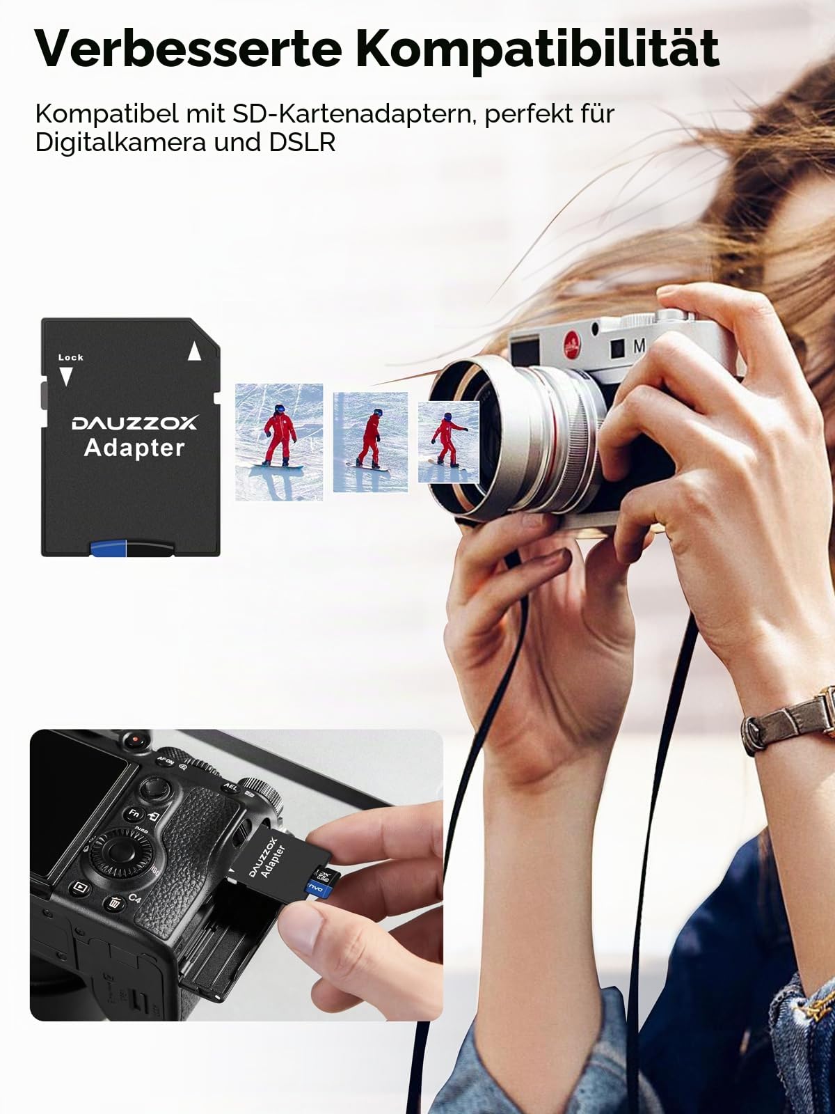 2er-Pack 32 GB Micro SD Karte, DAUZZOX MicroSDHC U1 C10 UHS-I TF Karte, Bis zu 80 MB/s, Speicherkarte Micro SD für Smartphone, Kamera, Überwachungsgeräte, Dash Cam, mit 2 Adapters