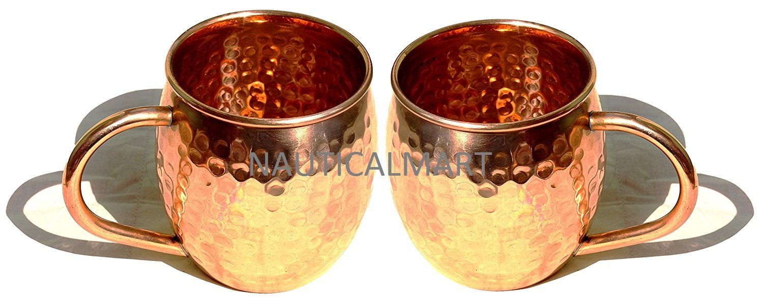 NauticalMart Set of-4,Pure Copper Barrel Mug/Cup For Moscow Mules Capacity-16 Oz.