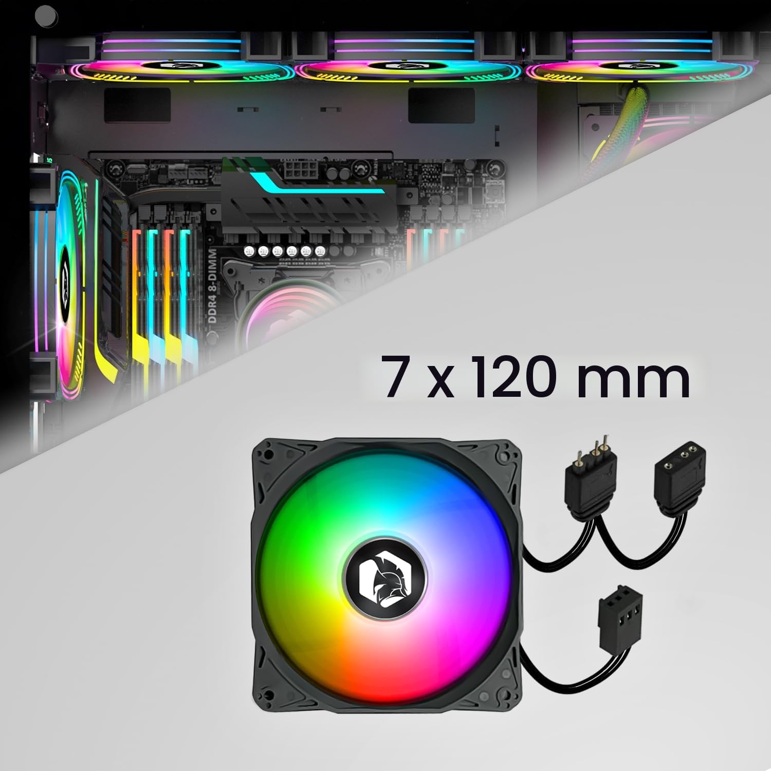 EMPIRE GAMING - Gamer PC-Gehäuse CL-242 – ARGB Medium Tower ATX, Micro-ATX und ITX – 7 Lüfter 120 mm 3 Pins 5 V LED RGB Adressierbar – MB Sync – Mid Tower Schwarz