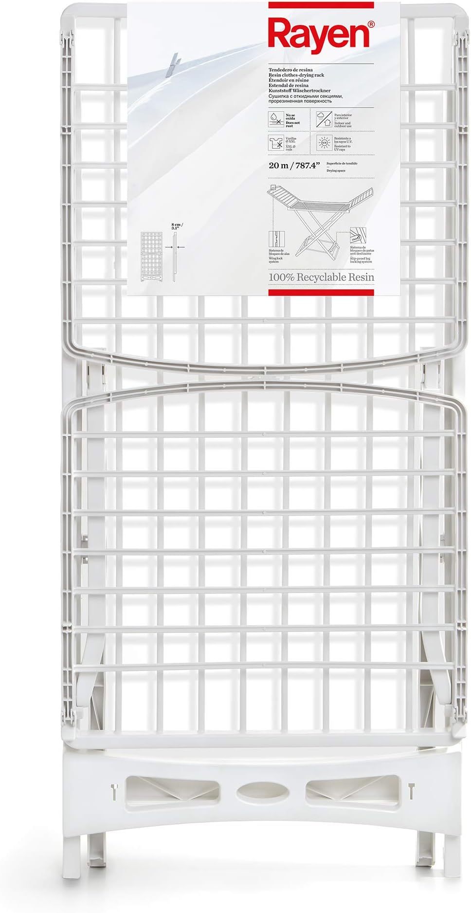 SYKIARIOL Wäscheständer Klappbar 175x60x105cm - Großer Standtrockner Für Innen Und Außen In Weiß