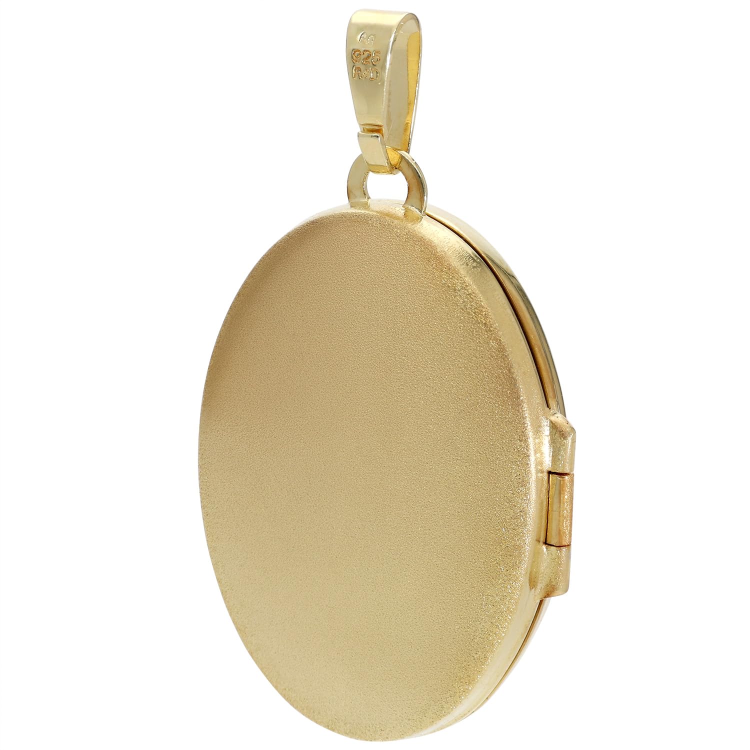 trendor Medaillon-Anhänger mit Kleeblatt-Gravur 925 Silber Vergoldet 21565 | zeitloses Schmuckstück für Damen, elegantes Accessoire,