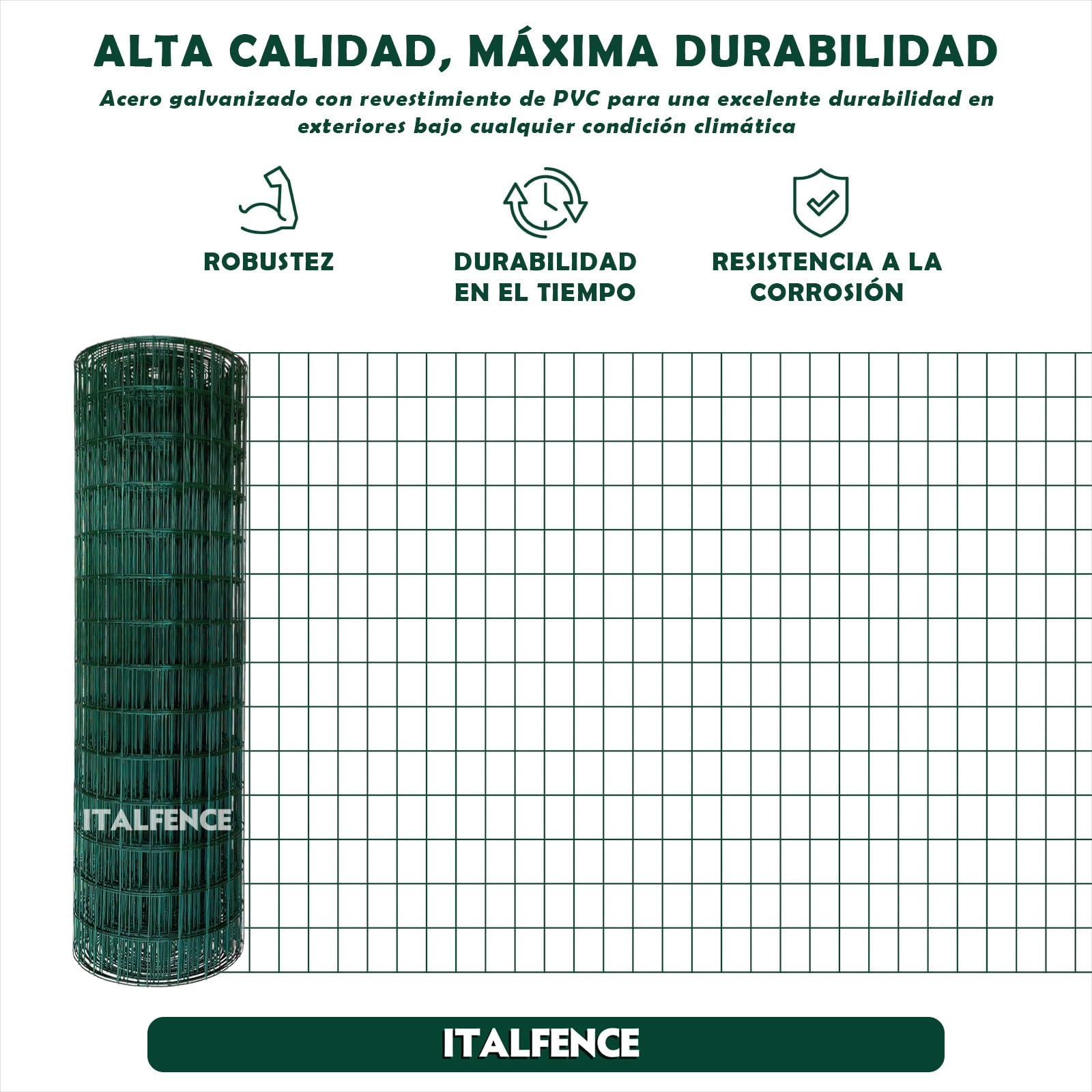 Malla electrosoldada Ø2,30mm, galvanizada y plastificada, 25m [150cm]