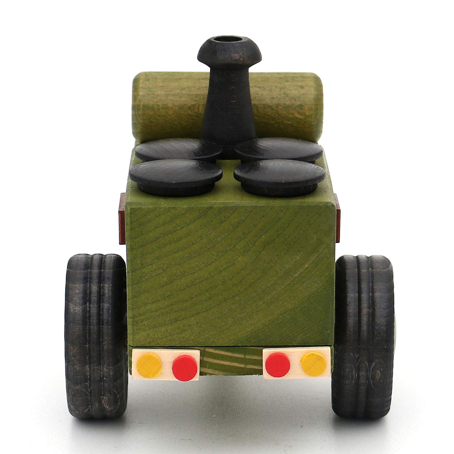 Holz Räucherfigur Gulaschkanone - Bundeswehr - in grün/schwarz, L/B/H: 18 x 11,5 x 13 cm.