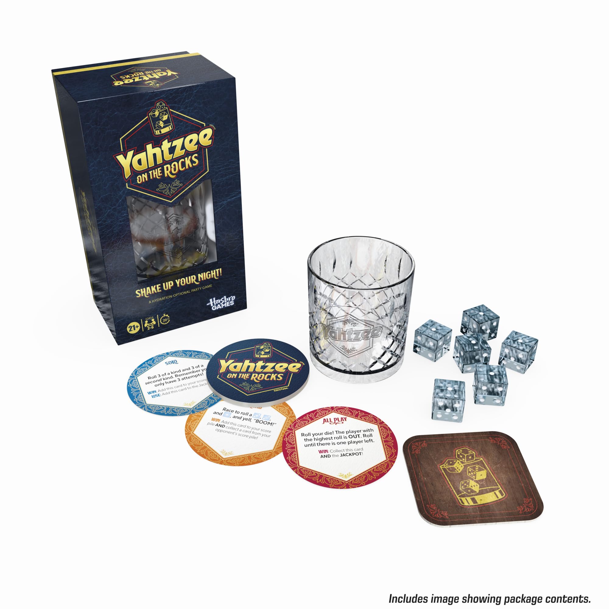 Hasbro Gaming Yahtzee Jeu de dés On the Rocks | Jeu de fête pour adultes avec des défis amusants à partir de 21 ans | 2 à 6 joueurs | 20 minutes | Cadeau idéal pour adultes